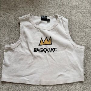 Basquiat Crown White Crop Top